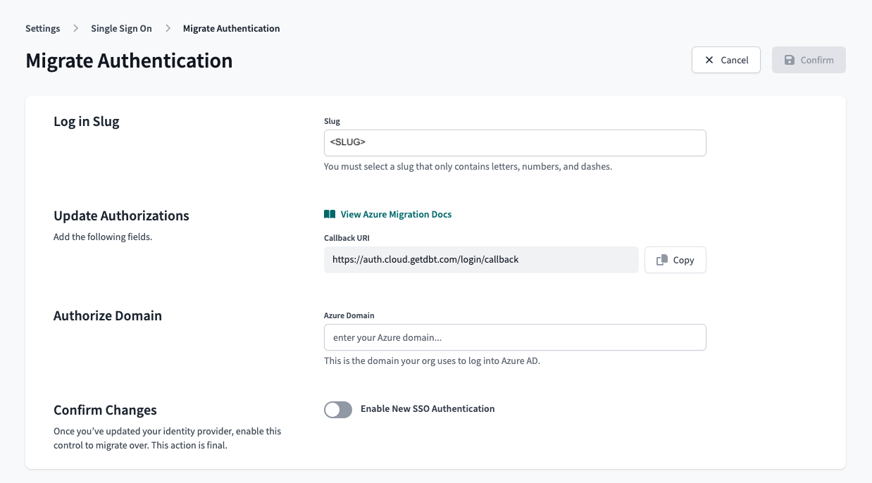 Enable new SSO Enable new SSO