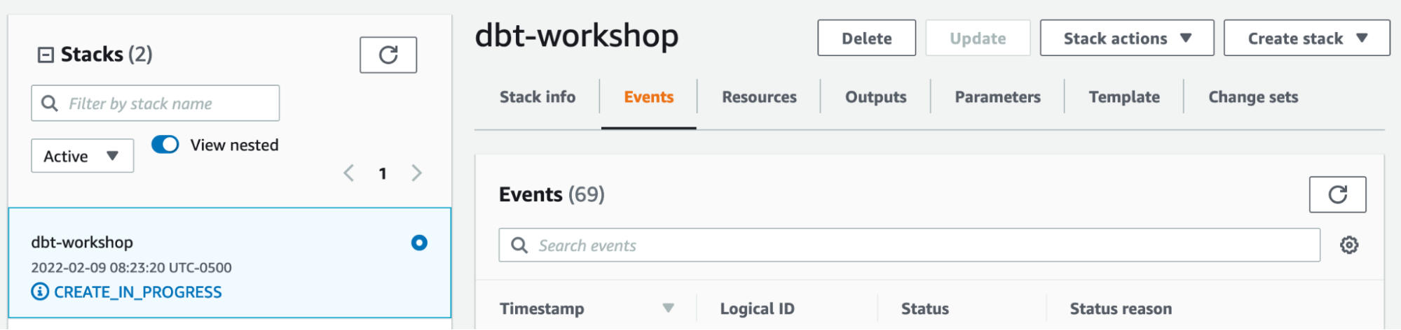 Cloud Formation in Progress Cloud Formation in Progress